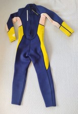 Kids Full Wetsuit Size XL Dive And Sail Neoprene/Nylon Blue Yellow Peach