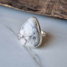 Awesome Howlite Gemstone Ring 925 Sterling Silver Gift For Her Boho Ring PG9201