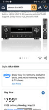 Denon DRA-900H 100W 2.2-Channel 8K Network AV...