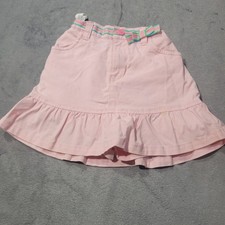 Tommy Hilfiger Skort Girls 6 Pink Ruffle Hem Rainbow Trim Preppy Casual Skirt