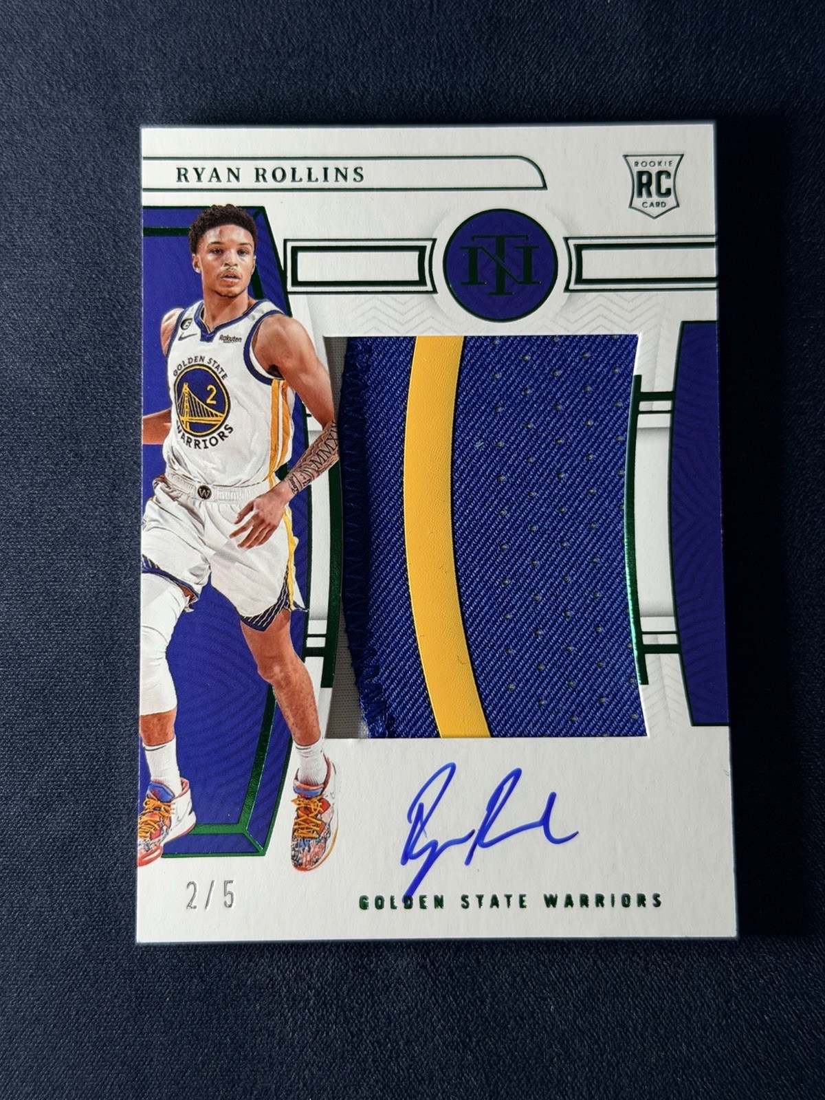 2022 National Treasures 141 Ryan Rollins Rookie Patch Auto Emerald 2/5 JERSEY #