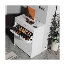 Schuhschrank Platzsparend Flurschrank 102cm hoch mit 2 Klapptüren