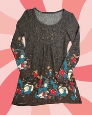 Whimsical Long Sleeve Tunic Mini Dress Fairycore Mushroom Core Size S