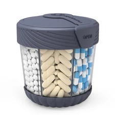 HIONXMGA Large Pill Dispenser Portable Pill Bottle Organizer for 7 Vitamins A...