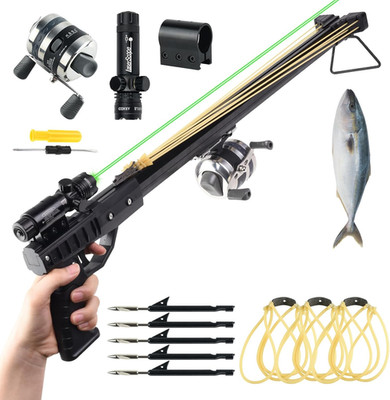 Fishing Slingshot, Professional Pole Shooting Catapult for Adults，With Metal Fis
