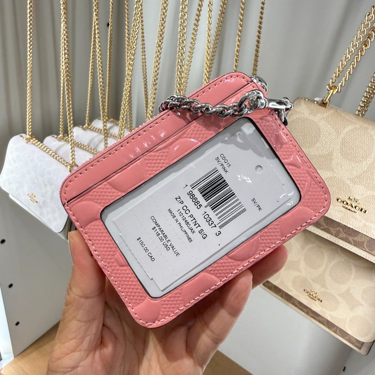 Coach Zip Card Case In Signature Leather With Heart Charm CDQ15 | eBay
