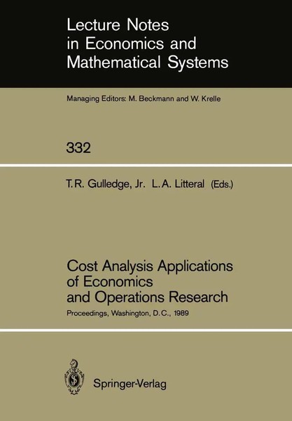 Thomas R. Jr. Gulledge (U. A.) | Cost Analysis Applications Of Economics And...-image