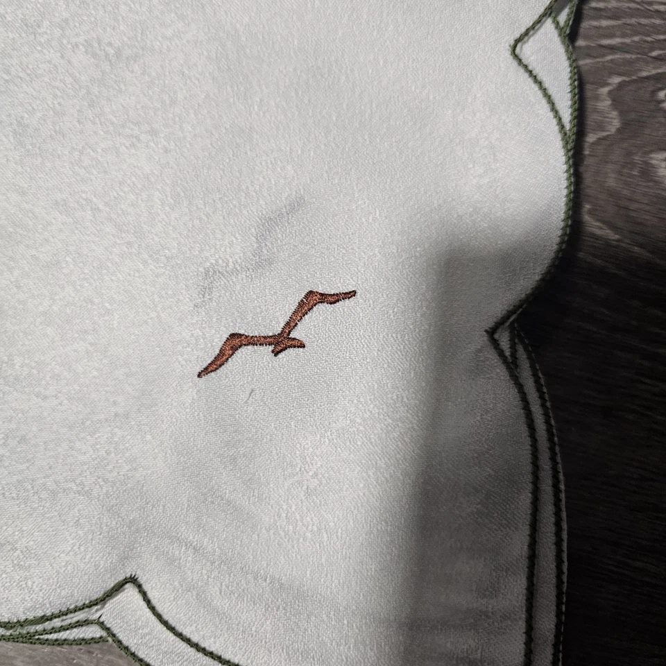 Juego de 6 servilletas blancas borde verde ceja pájaro Foto 2 de 4