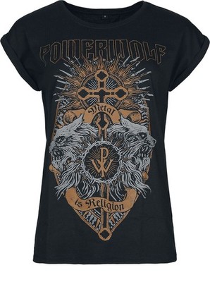 Powerwolf T-Shirt Damen Crest Wolves schwarz Band-Merch, Bands