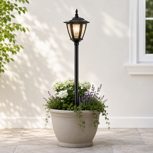 Linterna Solar Lámpara Poste Luz Exterior Tradicional Jardín Patio Camino Estaca - Imagen 14 de 24