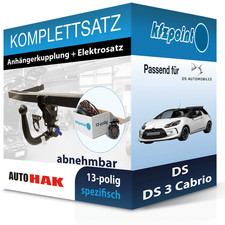 AUTO HAK Anhängekupplung abnehmbar und ECS E-Satz 13polig für DS 3 Cabrio 15-19