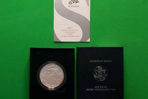 2007-W. AMERICAN EAGLE SILVER UNCIRCULATED COIN- ONE OUNCE- W/ BOX and COA