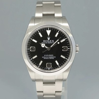 2015 MINT Rolex 214270 Explorer 1 Black Arabic MK1 Dial Steel 39mm Oyster Watch 
