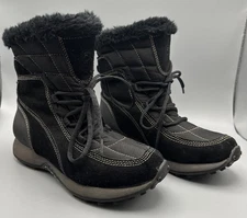 BareTraps Latori Black Quilted Suede Stay Dry System Lace-up Faux Fur Boots 5.5M