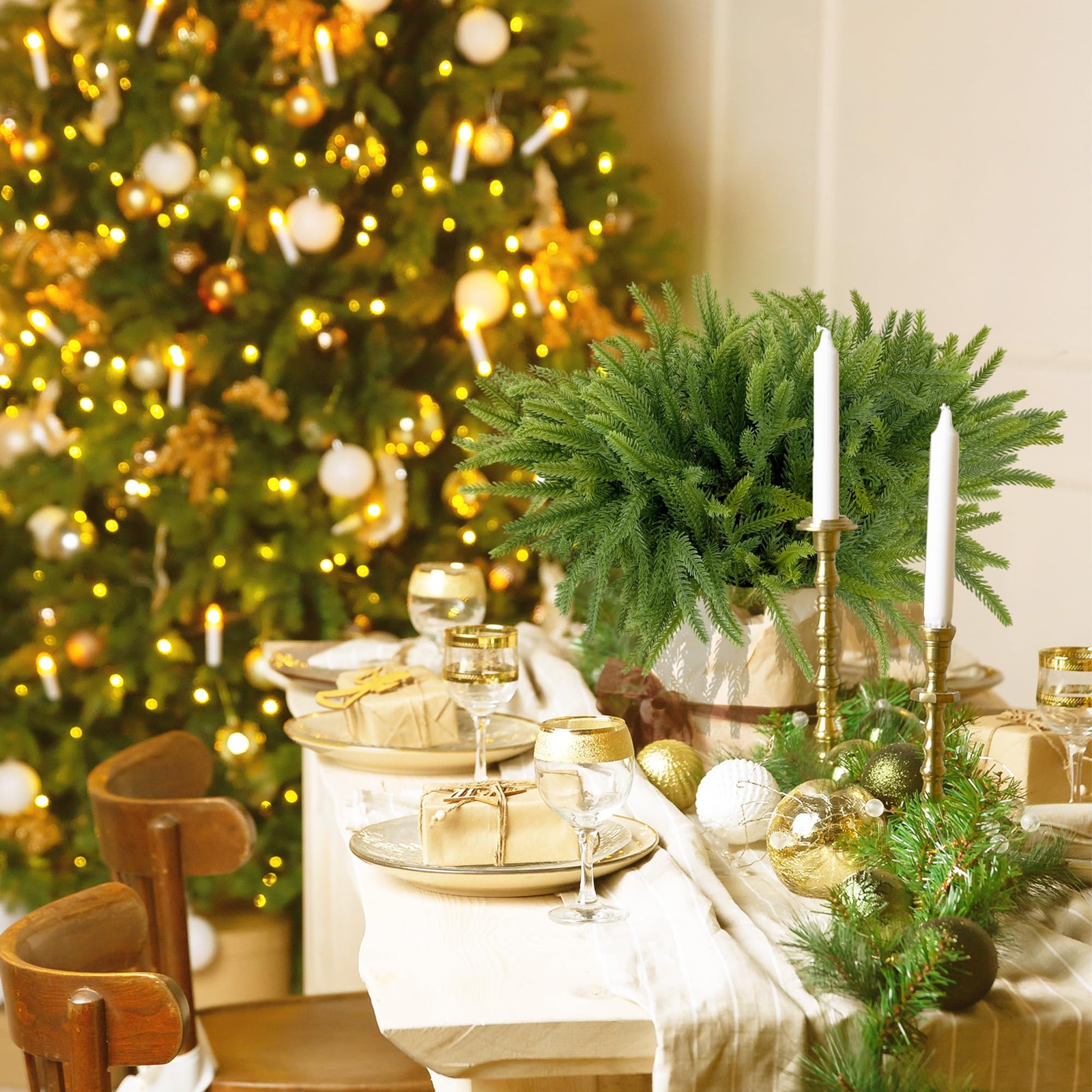 6 Pieces Christmas Norfolk Pine Branch 18 Inch Norfolk Pine Stems Artificial ...