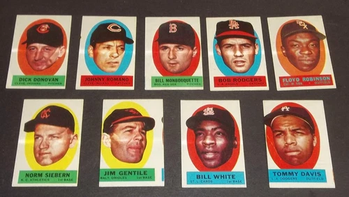 1963 Topps Baseball Peel Off Sticker Insert Lot of 9  Tan Blank Backs