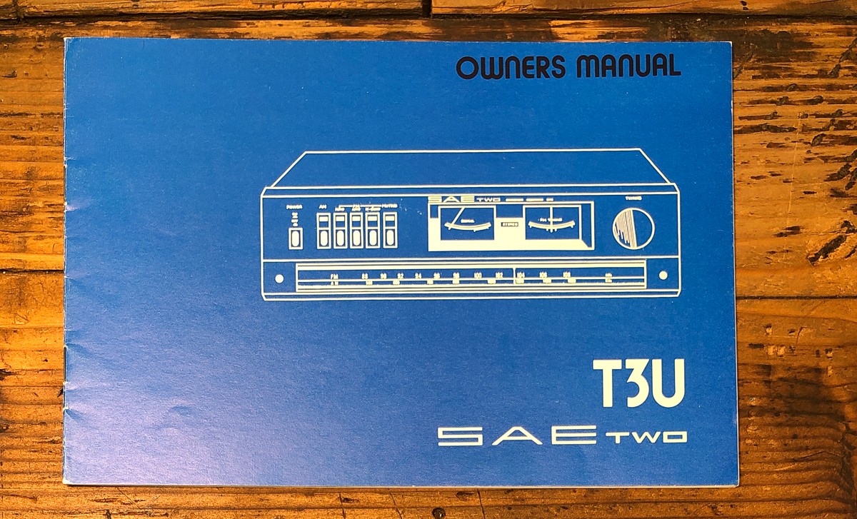 SAE Model T3U Tuner Owners / User Manual *Original*