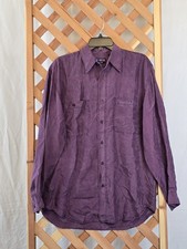 Vtg 1990s My Silk Purple Satin Button Down Collared Top Womens 100 Silk Sz M