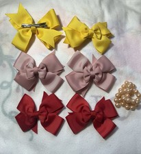 set of 2 Hair Bows 4,5 Inch for Girls Grosgrain Ribbon Hair Bow Clips Handmade