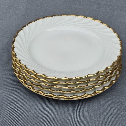 Nymphenburg Porcelain WELLE Set 6 Desert / Side Plates Dishes White Gold Trim - Picture 3 of 23