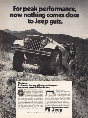 1972 Jeep: Peak Performance Nothing Comes Close Jeep Guts Vintage Print Ad