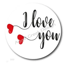 I LOVE YOU RED HEARTS LABELS SCRAPBOOK STICKERS LOVE PARTY FAVORS ENVELOPE SEALS