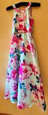 Rare Editions Girls Floral Fit  Flare Dress 8-9Y Beaded Waist Lined Zip