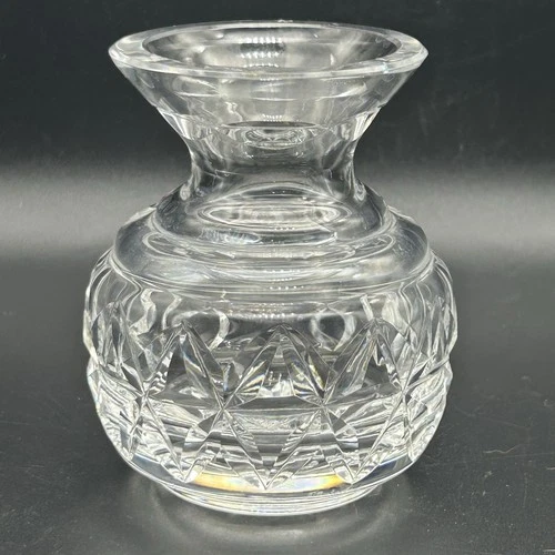 Rare Petite Waterford Crystal Violet Posy Flower Vase 3,5" Vintage Diamond Cut