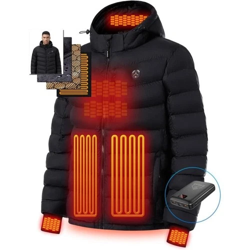 Men's Heated Puffer Jacket w/ 12V Battery Pack Waterproof Winter Outdoor Jacket - product listing photo