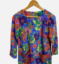 J.Crew Blue Floral Shift Dress 3/4 Sleeve Pockets Garden Preppy Workwear Size 6
