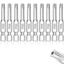 T25 Torx Bits10-Pack 2 Inch, 1/4 Inch Hex Shank S2 Steel Magnetic Security Ta...