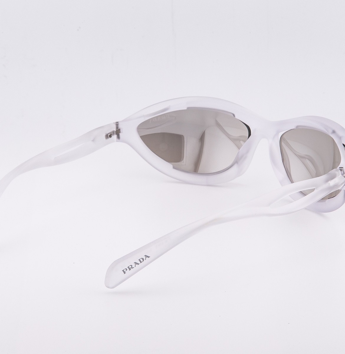 PRADA PRA23S MORPH Frost Crystal Silver Mirror Wavy A23 Wrap