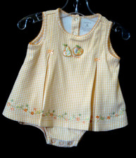 Vintage Carter's Infant Girl Orange White Gingham Check Romper Dress 6 Months