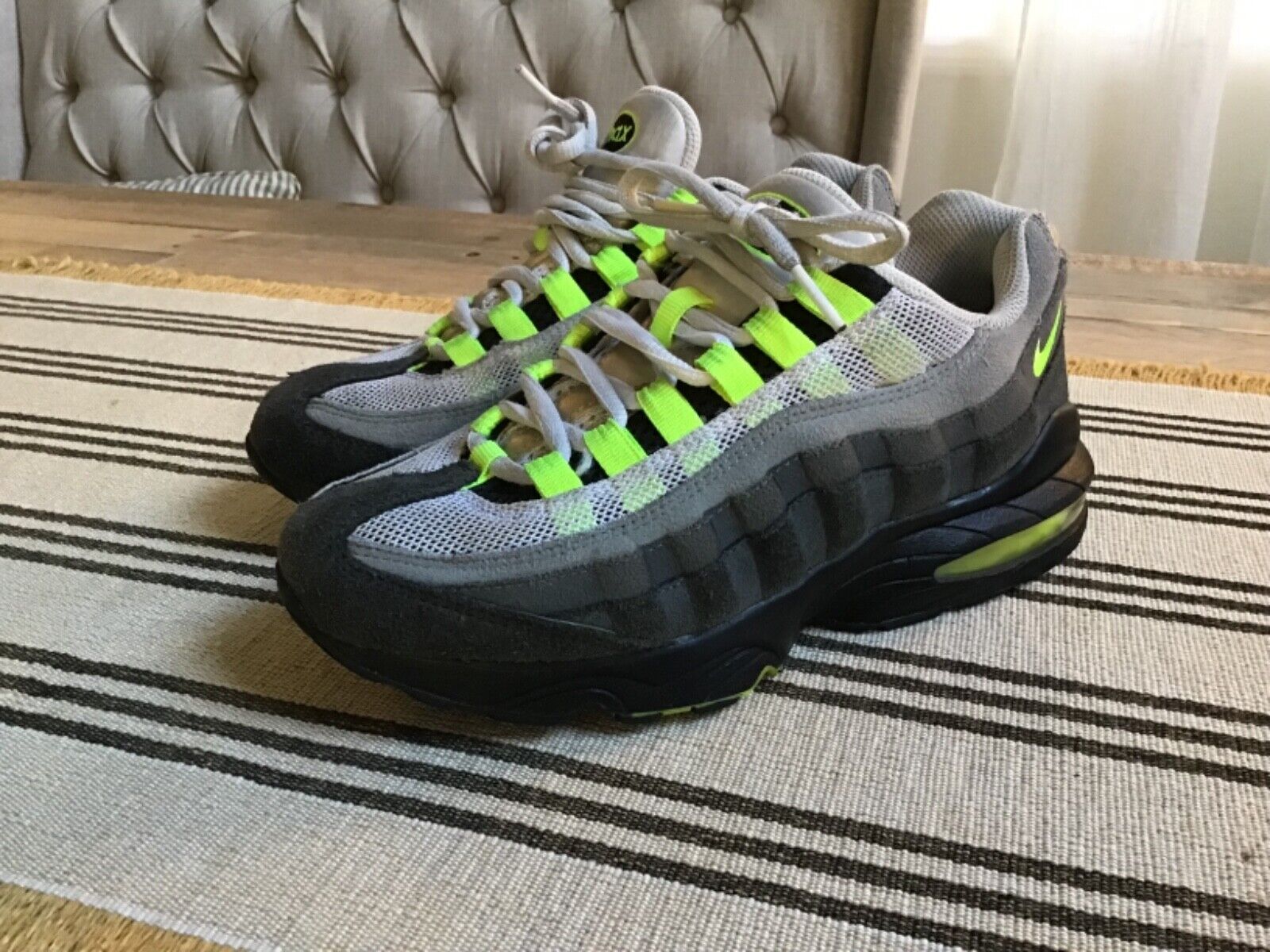 Nike Air Max 95 Cool Grey Neon Volt Black Youth Size Womens 7 | eBay