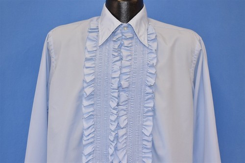 vintage 70s TUX TUXEDO MENS RUFFLE RUFFLED BLUE PO