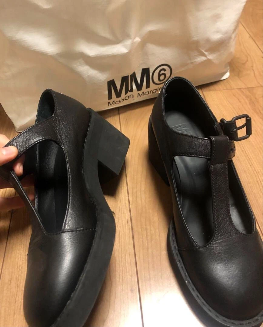 MM6 Maison Margiela Chunky Mary Jane Shoes Round Toe Calf Leather