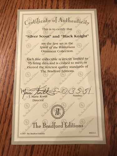 Bradford Edition Spirit Of The Wilderness Wolf Ornaments Scout & Knight - Echtheitszertifikat - Bild 3 von 3