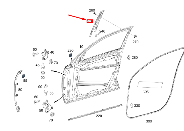 MERCEDES-BENZ GLE W167 Front Right Door B-Pillar Trim A1676903400