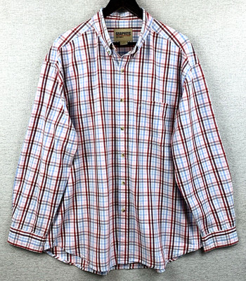 GRAPHITE Button Down Shirt Men's Extra Large Brown Red Blue White Check Plaid LS