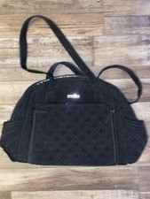 VERA BRADLEY LARGE BLACK MICROFIBER DIAPER BABY BAG TOTE / SHOULDER BAG