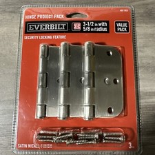 3 Pack Everbilt Security Door Hinge Satin Nickel 3-1/2" x 5/8" Radius 481 003 