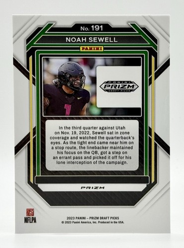 2023 Panini Prizm Draft Red Ice #191 Noah Sewell RC Chicago Bears - Picture 2 of 2