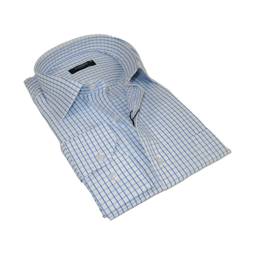 Мужская рубашка от CASILA из турецкой хлопчатобумажной смеси с длинными рукавами 502050-05 в голубую клетку