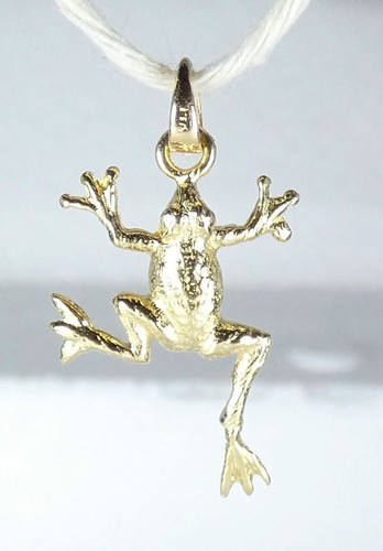 Vintage Solid 14ct Yellow Gold 20mm Leaping Frog Bracelet Charm Necklace Pendant - Picture 8 of 8