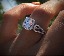 2 Ct Round Cut Lab-Created Diamond Engagement Ring 14K White Gold Plated