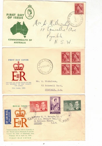 Australia 1953/54 Group of FDCs,cds BANKSMEADOW,  etc  (3 Covers)