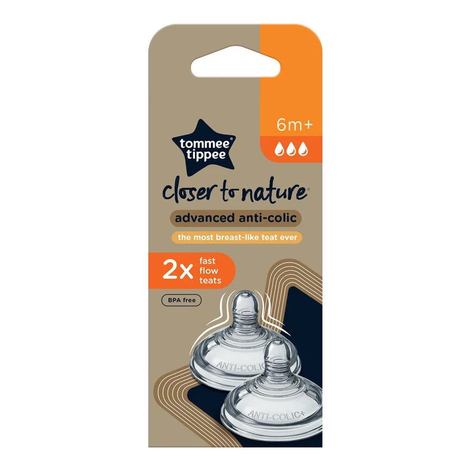 6pc Tommee Tippee Closer To Nature Advanced Anti-Colic Fast Flow Teats 6M+ - image 2 of 4