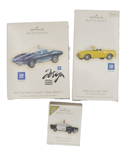 Hallmark Keepsake Ornament Chevrolet 1961 and 2004 & Police Cruiser 3 Pack - Picture 1 of 2