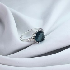 Genuine London Blue Topaz Ring 925 Solid Sterling Silver Handmade Jewelry