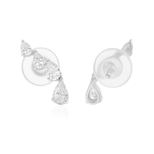 0.50 Ct Lab Grown CVD Pear Diamond Stud Earrings Birthday Gift 18k White Gold - Picture 5 of 9